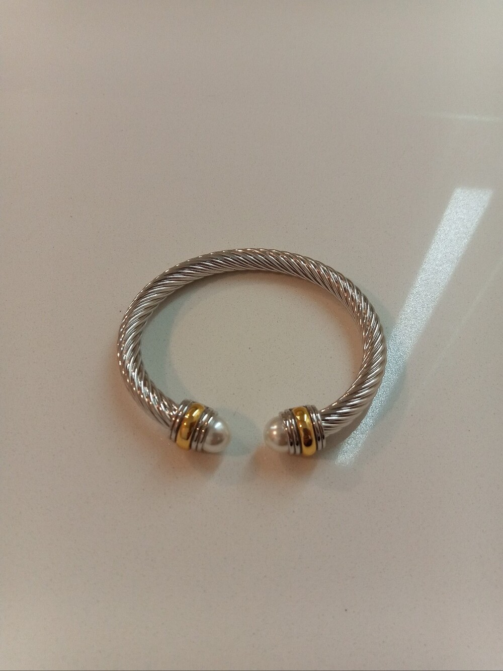 David Yurman Pearl Petite Cable Cuff 7mm Bangle Bracelet